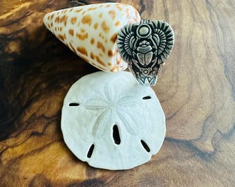 Vintage Handmade Large Spoon Ring Circa 1909 The Winged Scarab Silver Plated Size 9