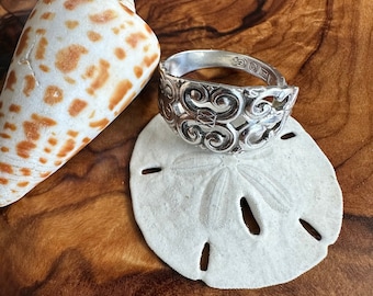 Vintage Handmade Spoon Ring Circa 1900's Norway Silver Boho Hippie