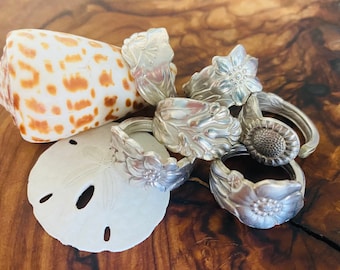 Vintage Handmade Floral Spoon Pinky Rings Design of your Choice All Size 4