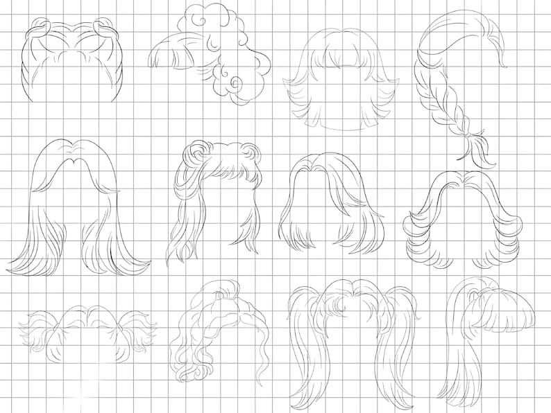 Procreate Hair Stamp Brushes 100 Anime Hair Brushes Procreate Etsy