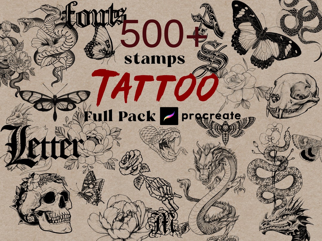 Procreate Tattoo Stamps : Traditional Tattoos Brush Snake Dragon ...