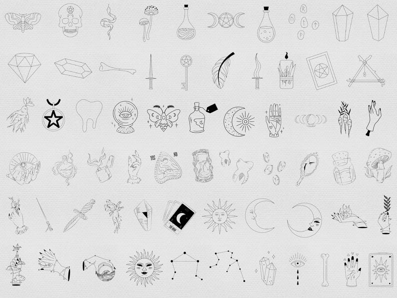 Procreate Witch Stamps : Celestial Tattoo Photoshop Esoteric Tarot ...
