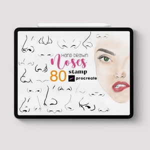 Procréer - 80 Nose Stamp Brush Portrait Manga Kawaii Cartoon Anime Make up Tattoo Doodle Art Digital How Draw Paint Easy Mix and Match