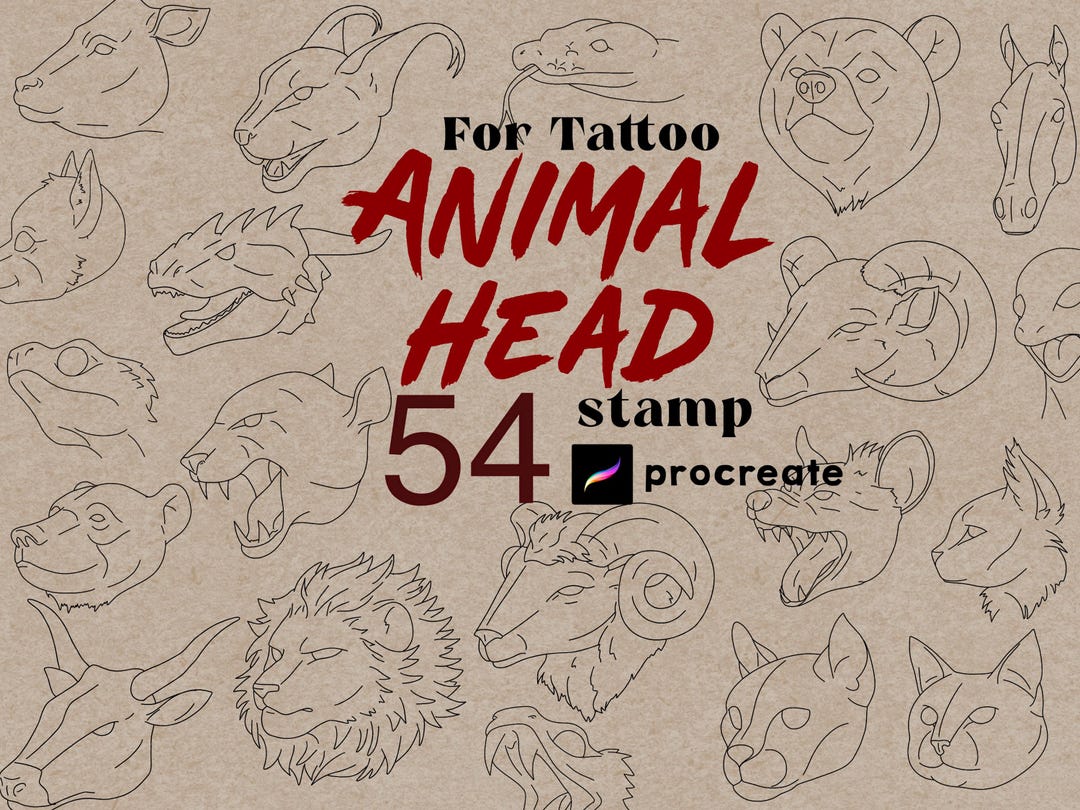 Procreate Tattoo Animal Head Stamps : Lion Tiger Leopard Cheetah Wild ...