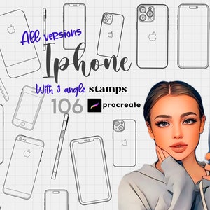 Procreate Iphone Stamps Brushes Iphone Drawing Phone Stamp Iphone 14 Version Technical Drawing Procreate Anime Guides Phone Case Design