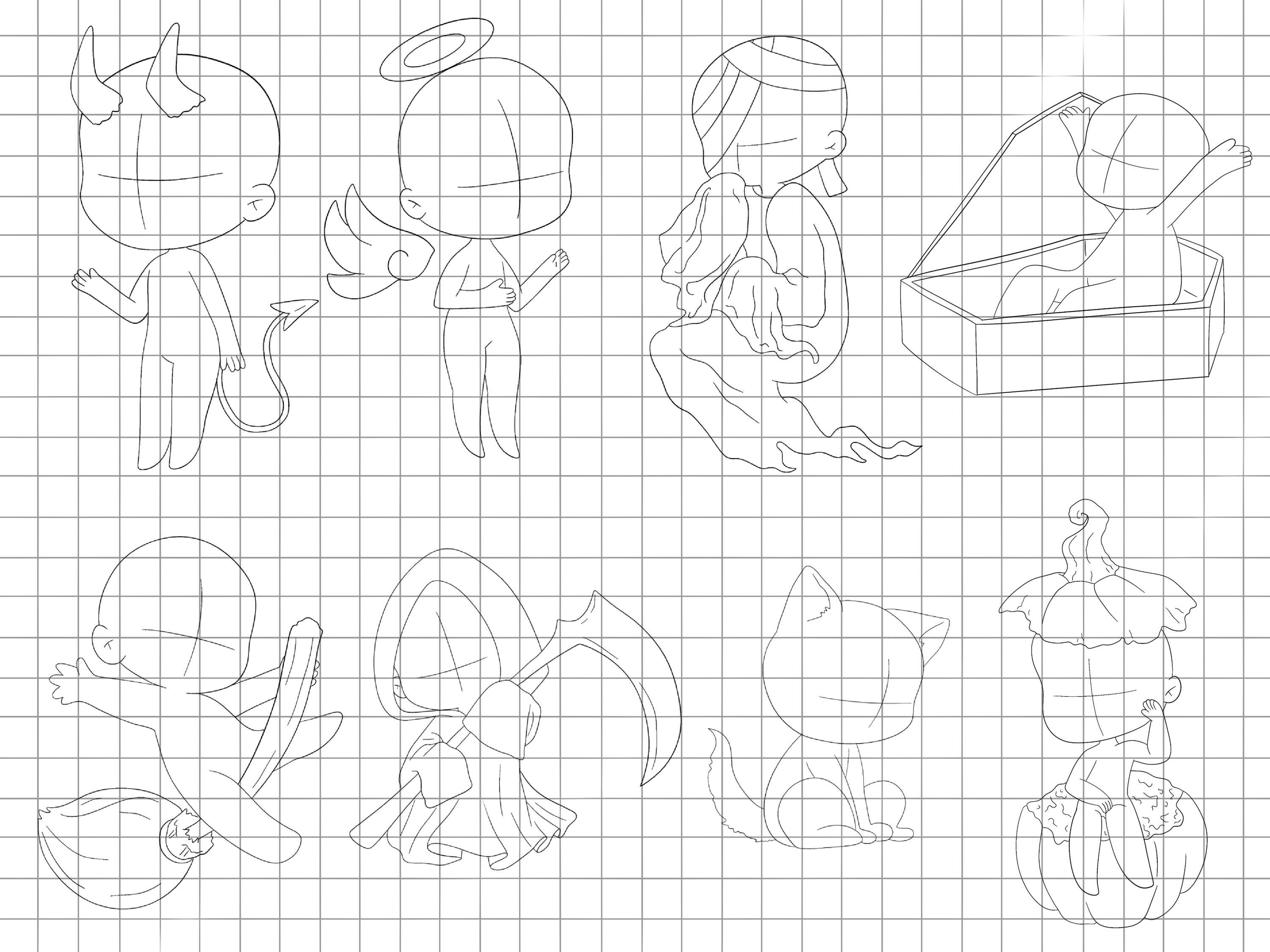 Procreate Halloween Chibi : Kawaii Base Stamps Chibis Witch Ghost ...