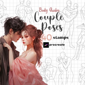 Procreate Couple Poses Stamp Brush 40 Anatomy Procreate Body Guides Anime Body Procreate Manga Character Figure Procreate Poses Kissing Pose