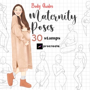 Procriar Maternidade Pose Stamp Brush 30 Procriar Guias de Corpo Grávido Desenho Gravidez Anatomia Corpo Procriar Personagem Figura Procriar