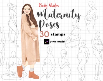Procreate Maternity Stamps : Pregnant Body Guides Drawing Pregnancy Manga Anime Woman