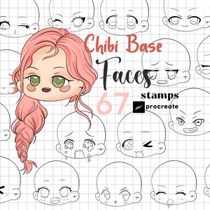 Procreate Chibi Faces Stamp Brush Procreate Chibi Base Emotes Manga Eyes Procreate Face Kawaii Face Character Maker Eye Chibby Guide Cartoon
