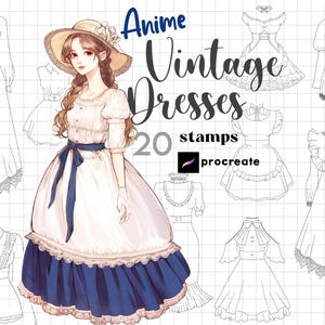 Procreate Anime Kleidung Stempel Procreate Kleid Anime Vintage Kleidung Procreate Vintage Kleid Procreate Fashion Design Procreate Färbung