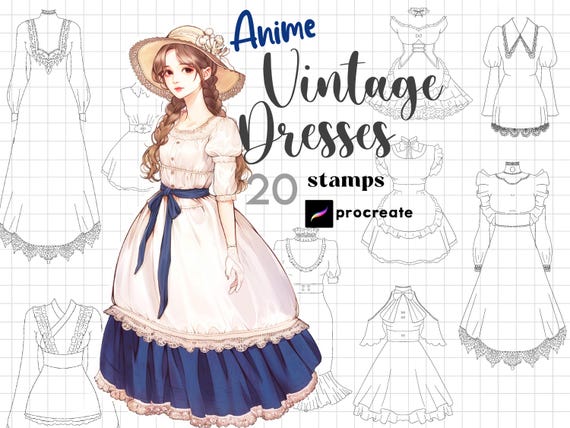 Procreate Clothes Stamps : Anime Dress Manga Vintage Outfit Fashion Design  Brushes - Etsy