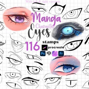 Procreate Manga Eye Stamps: Anime Charakter Augen Monster Cartoon Clip Studio Ps Pinsel