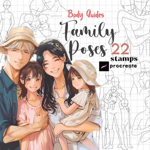 Procreate Anime Family Poses 22 Procreate Family Guides Anime Body Stamp Manga Character Figure Mom Dad Baby Girl Boy Couple Anatomie lichaam