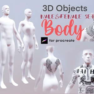 Procreate 3D Object Body Set Model Procreate Tattoo Practice Models Male Female Body Guides 3D Procreate Model Tutorial Procreate Body 3D