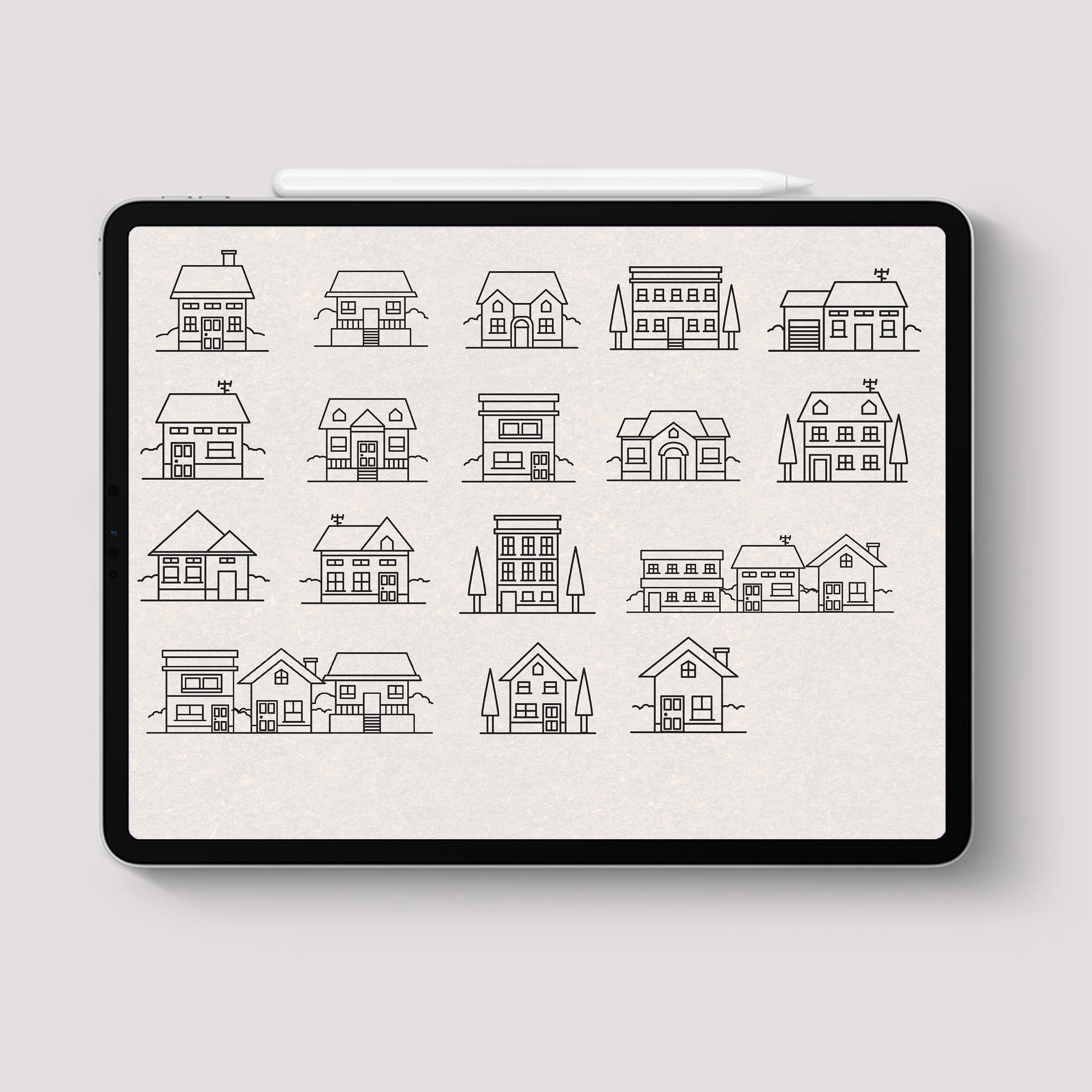 Procreate House Stamps : Coloring Page Apartment for Children Cartoon ...