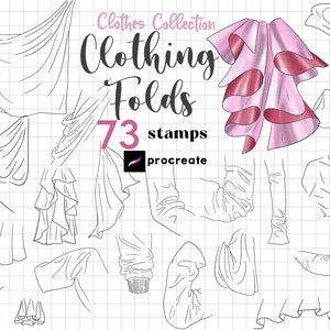 Procreate-Kleidung, Faltstempel, Pinsel, 73 Anime-Kleidungsdetails, Procreate-Anime-Mädchen-Band-Zeichnung, Kleidung, realistisches Manga-Modedesign