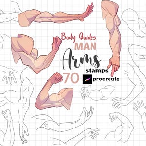 Procreate Anime Man Arms Stamp 70 Procreate Pose Maker Body Parts Anime Boy Procreate Male Body Guides Anatomy Arm Hand Manga Character Draw