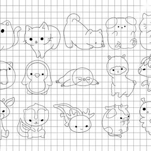 Procreate Kawaii Animals Stamp : Chibi Animal Pets Hand Drawn Cartoon ...