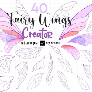 Procreate Wings Stamps Fairy Wings Brush Butterfly Wings Tattoo Hand Drawn Procreate Wing Creator Maker Angel Doodle Art