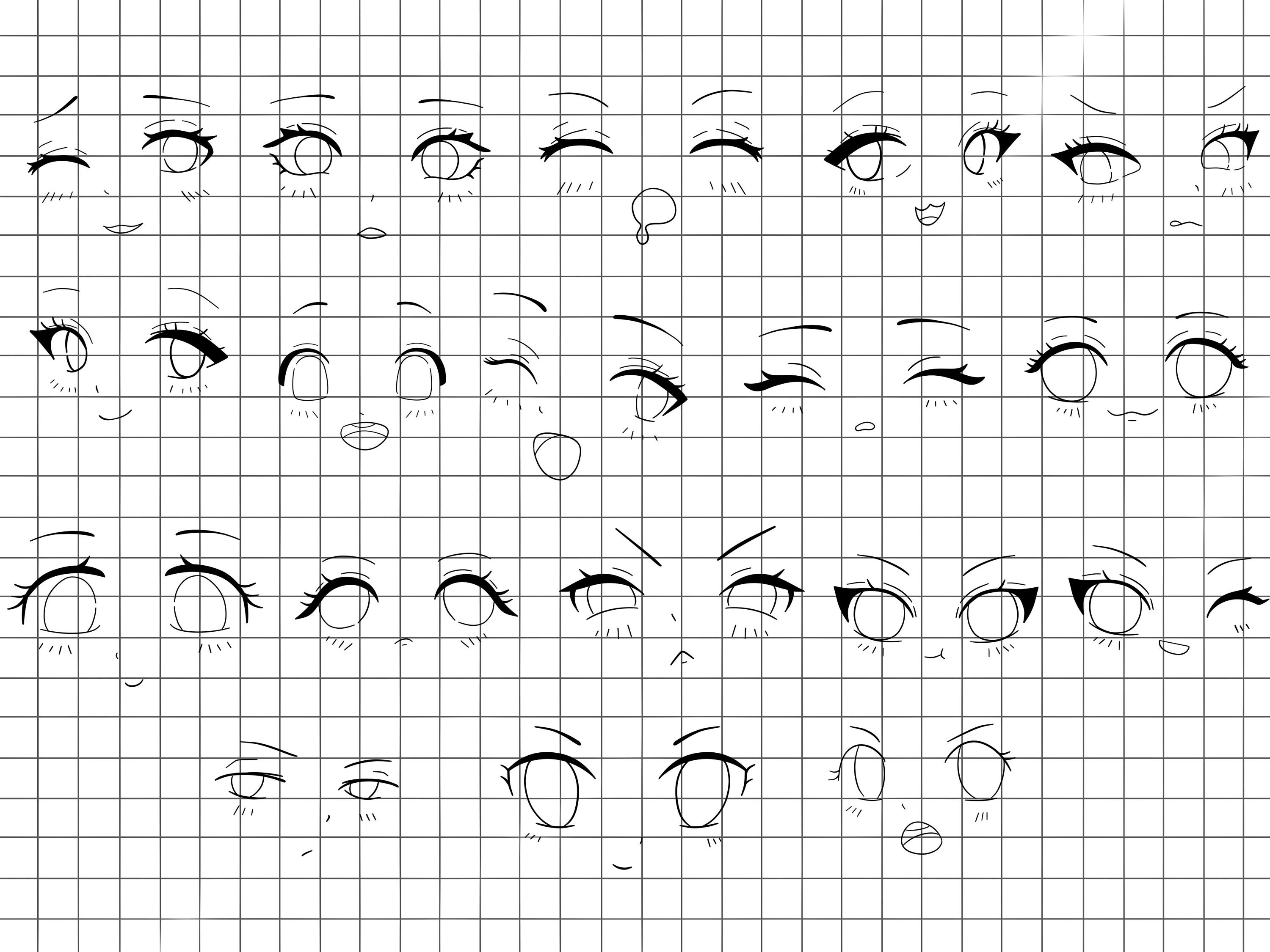 Procreate Chibi Faces Stamps : Chibi Emotes Eyes Kawaii Face Emotions ...