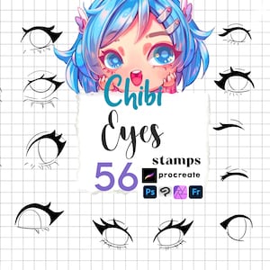 Procreate Chibi Eyes Stamps : Kawaii Eye Guides Photoshop Clip Studio Fresco Affinity Brushes