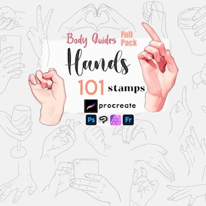 Procreate Hand Stamps : Anime Body Parts, Manga Anatomy Hands Brushes for Photoshop, ClipStudio
