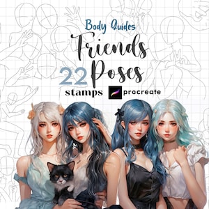 Procreate Anime Pose Procreate Freunde Körperführer Procreate Charakterhersteller Anime Körperführer Stempel Manga Girl Boy Group Procreate Anime