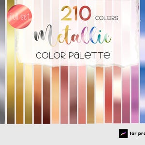 Procreate メタリックカラーパレット：210 スウォッチ ゴールド ローズ シルバー コッパー ブロンズ レインボーチャート