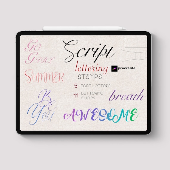 Procreate Script Easy Writing Letter Stamp Font Tattoo Brush 