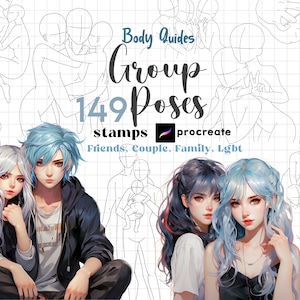 Procreate Group Pose Procreate Anime Pareja Amigos Body Guides Procreate Character Maker Anime Body Guides Sello Manga Procreate Anime