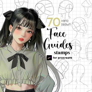 Procreate Face Guides Stamps 70 Procreate Anime Kopf Referenz Portrait Pose Maker Face Guide Kopf Procreate Portrait Procreate Figur