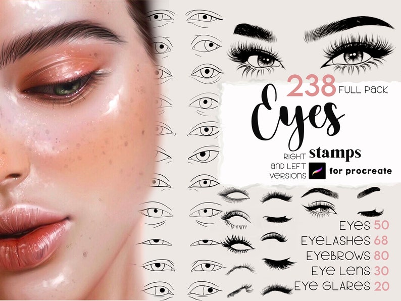 Procreate Eyes Stamp Brushes Portrait Eye Procreate Eyelashes Etsy