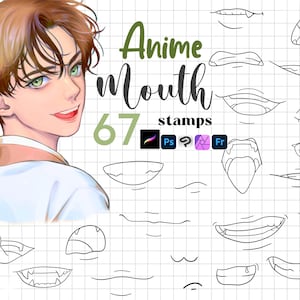 Procreate Mouth Stamps : Manga Anime Lips Reference Guides Clip Studio Photoshop Fresco Affinity