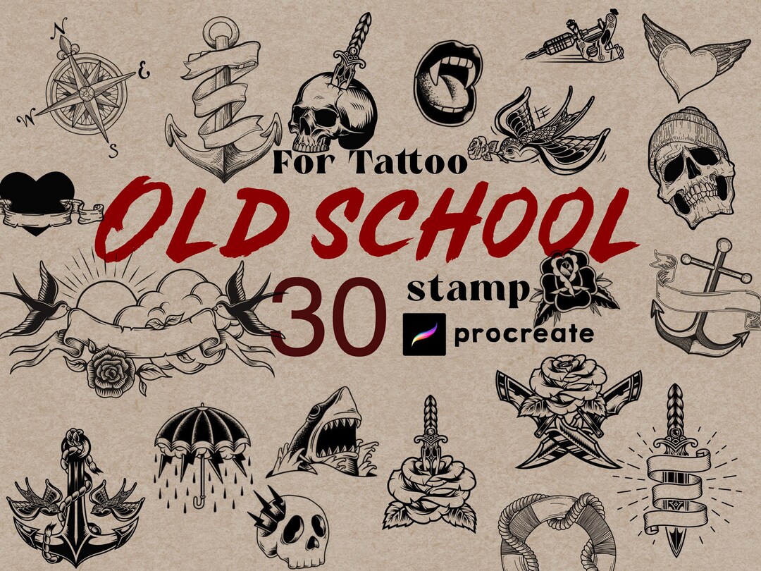 Procreate Oldschool Tattoo Stamps : Traditional Brush Gothic Vintage ...