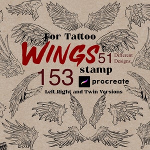 Procreate Tattoo Wings Stamps Procreate Wings Tattoo Brush Procreate Wing Maker Hand Drawn Angel Wing Dragon Wing Creator Tattoos Procreate