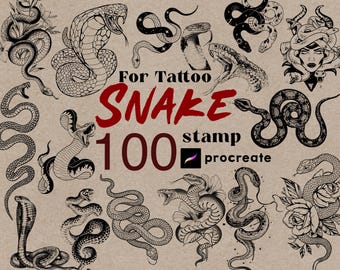 Procreate Snake Stamps Tattoo Brush 100 Procreate Tattoo Stamps Snake Procreate Stamps Brushes Procreate Tattoo Snake Brush Piton Witch