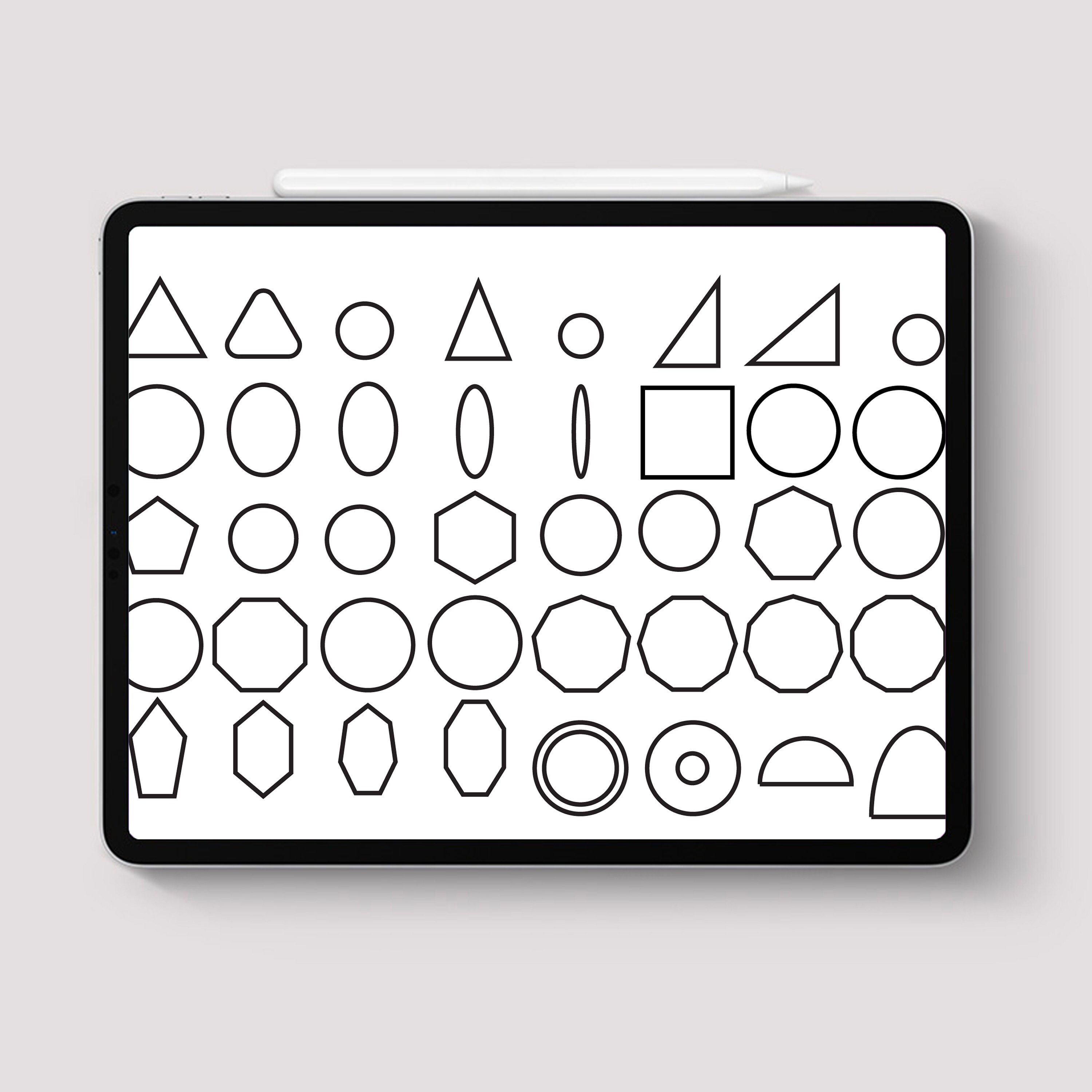 Procreate 140 Geometric Shape Stamps Brush Outline Basic Etsy