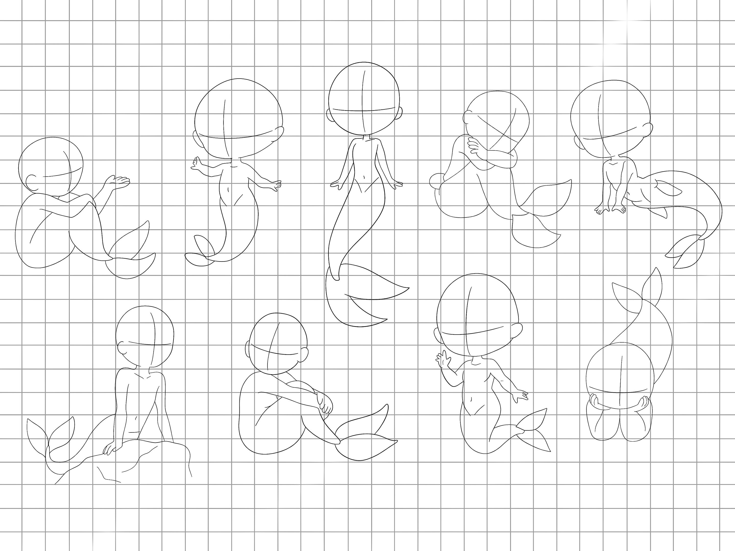 Buy Procreate Chibi Mermaid Stamps : Chibi Fantasy Poses Siren Mermaids  Cartoon Coloring Online in India - Etsy, image size:3000x2250