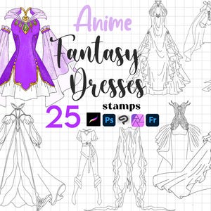Fantasiestempels voortplanten: anime middeleeuwse outfit manga elf kledingclip studio Fresco Photoshop afbeelding 1