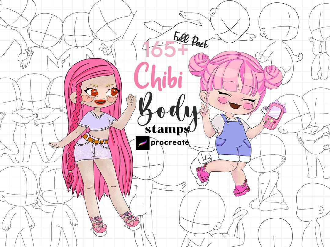 Procreate Chibi Stamps : Chibi Body Kawaii Base Guides Cartoon ...