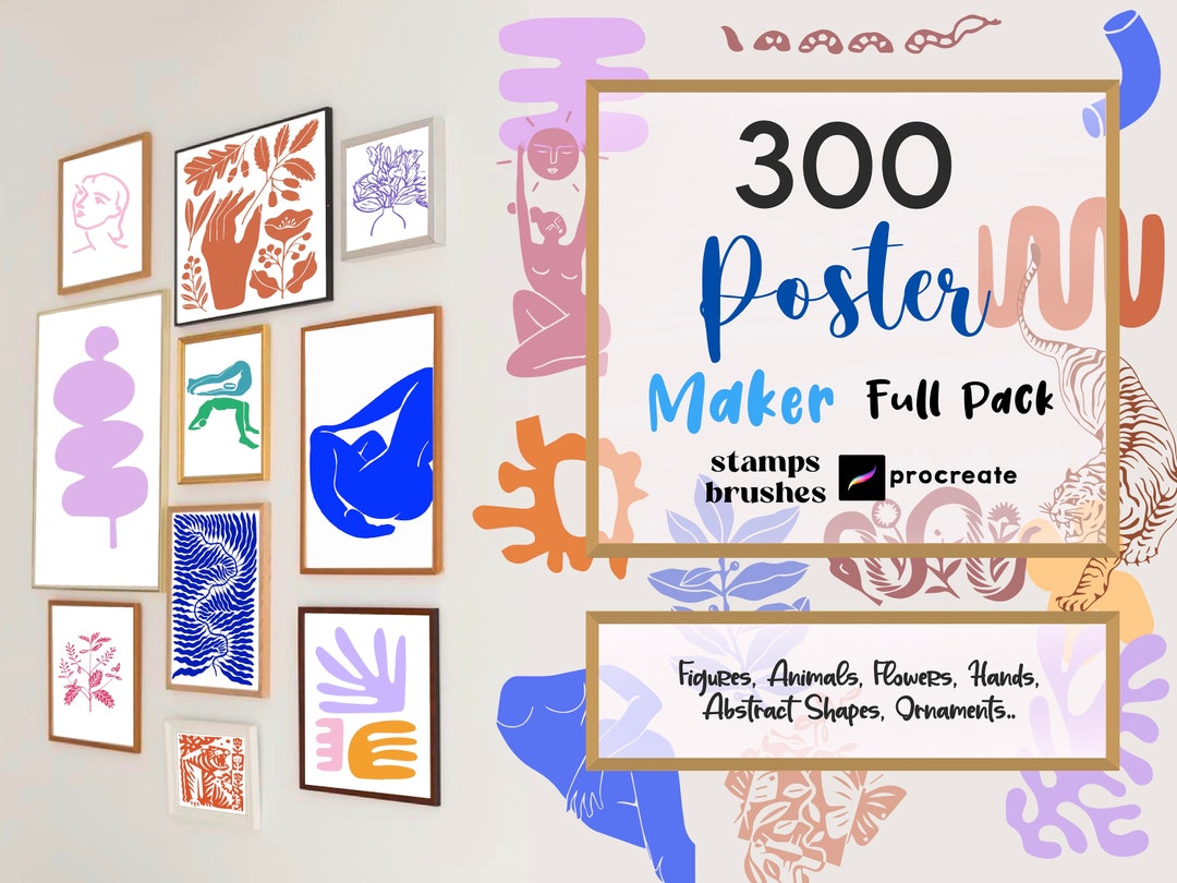 Procreate Poster Maker Stamps Bestseller Posters Brushes Bundle Digital ...