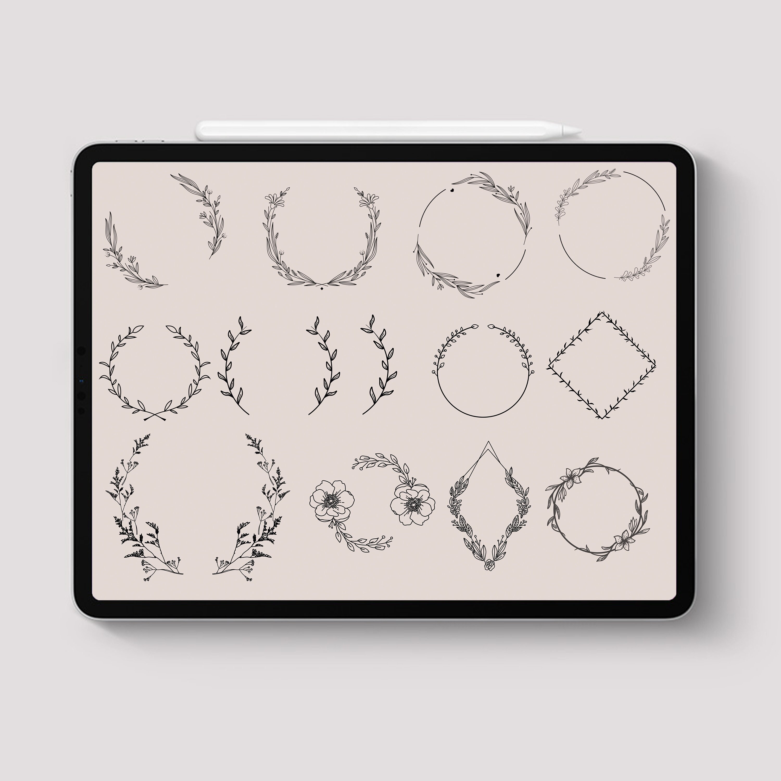 Procreate 80 Flower Wreath Stamps Botanical Brushes Floral | Etsy