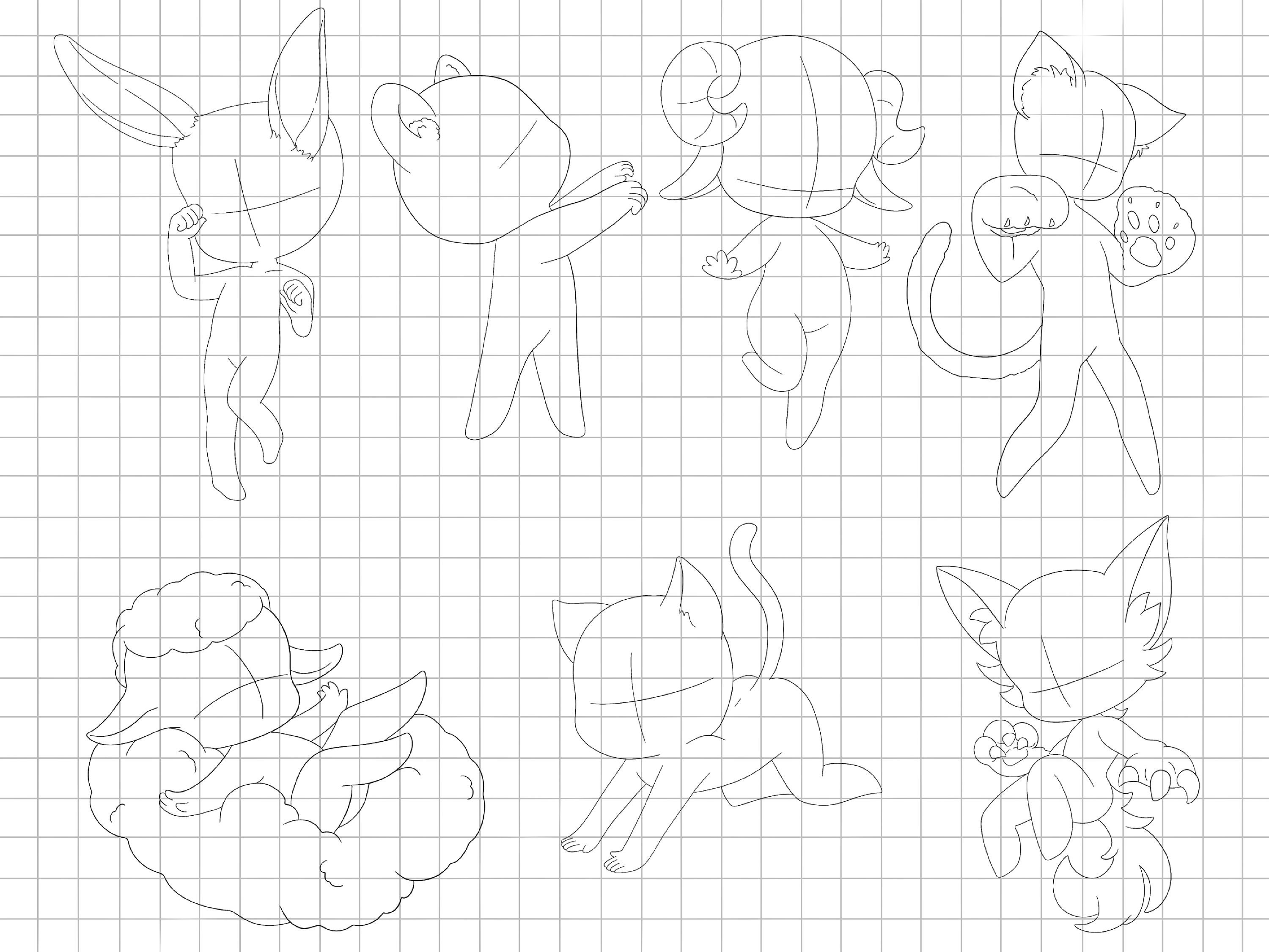Procreate Chibi Animal Stamps : Kemonomimi Ear Tail Fantasy Character ...