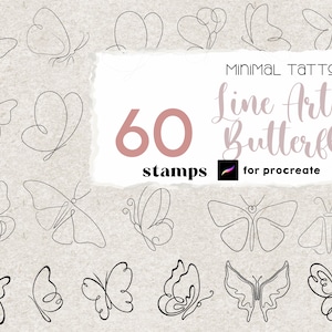 Procreate Butterfly Tattoo Stamp Brushes 60 Procreate Line Art Minimalistic Hand Drawn Line Art Butterfly Procreate Tattoos Procreate Ink