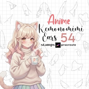Procreate Tierohren Stempel: Kemonomimi Anime Guides Manga Chibi Charakter Pelzohrbürsten