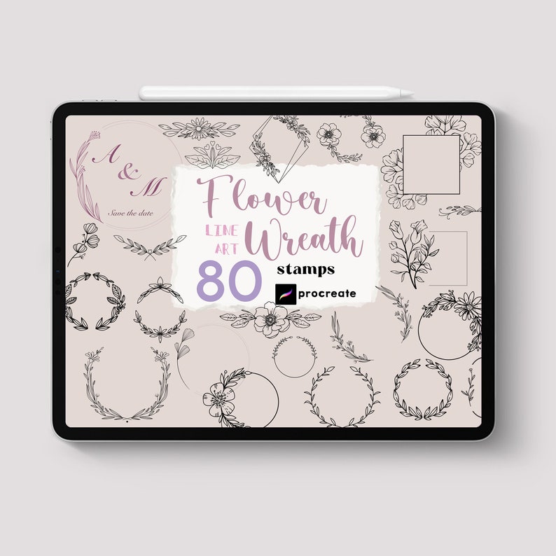 Procreate 80 Flower Wreath Stamps Botanical Brushes Floral - Etsy