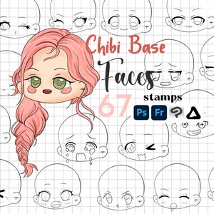 Photoshop Chibi Base Stamp 67 Clip Studio Paint Chibi Draw Fresko Affinity Photo Chibi Base Face Guides Cartoon Eyes Psd Kawaii Clip Studio