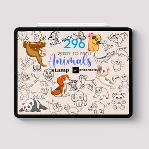 Sellos de animales de Procreate para niños 296 páginas para colorear de dibujos animados de Procreate Dibujos de animales de dibujos animados lindos Página para colorear de Procreate