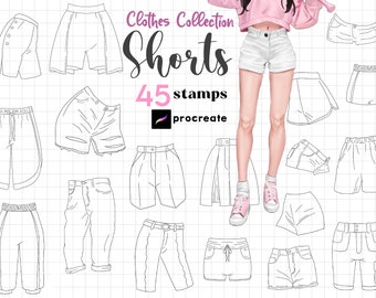 Procreate Shorts Stamps : Anime Clothes Manga Outfit Short Jeans Fashion Design Clothing Streetwear Brushes